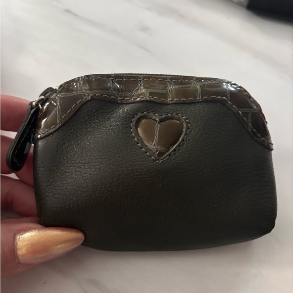 Brighton taupe and green croc print leather cc wallet - Picture 4 of 7